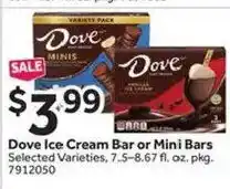 Stop&Shop Dove Ice Cream Bar or Mini Bars offer