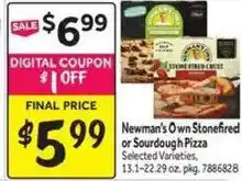 Stop&Shop Newman's Own Stonefired or Sourdough Pizza offer