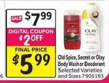 Stop&Shop Old Spice, Secret or Olay Body Wash or Deodorant offer