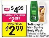Stop&Shop Softsoap or Irish Spring Body Wash offer