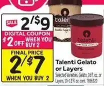 Stop&Shop Talenti Gelato or Layers offer