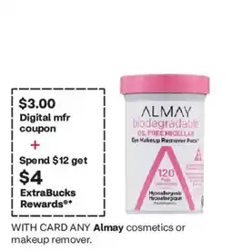 CVS Almay biodegradable oil free micellar eye makeup remover pads offer