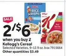 Stop&Shop Kellogg's Cereal offer