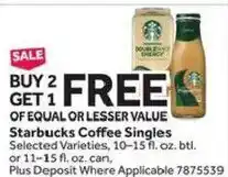 Stop&Shop Starbucks Coffee Singles offer