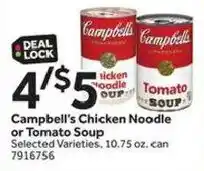 Stop&Shop Campbell's Chicken Noodle or Tomato Soup offer