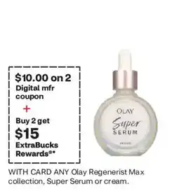 CVS Olay Regenerist Max collection, Super Serum or cream offer