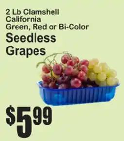 SuperFresh 2 Lb Clamshell California Green, Red or Bi-Color Seedless Grapes offer