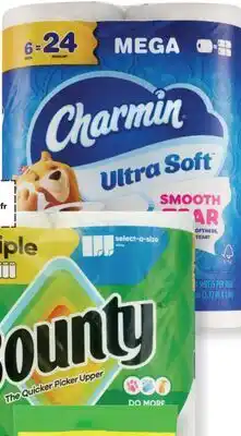 CVS Charmin Ultra 6 mega rolls, essentials 9 mega rolls or Bounty Select-A-Size 2 triple rolls offer