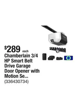 The Home Depot Chamberlain 3/4 HP Smart Belt Drive Garage Door Opener with Motion Sensing Wall Control, Camera offer