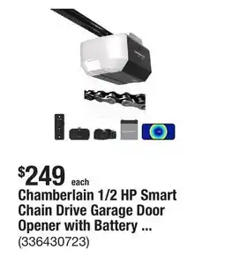 The Home Depot Chamberlain 1/2 HP Smart Chain Drive Garage Door Opener with Battery Backup offer