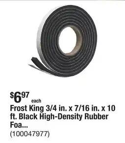 The Home Depot Frost King 3/4 in. x 7/16 in. x 10 ft. Black High-Density Rubber Foam Weatherstrip Tape offer