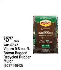 The Home Depot Vigoro 0.8 cu. ft. Brown Bagged Recycled Rubber Mulch offer