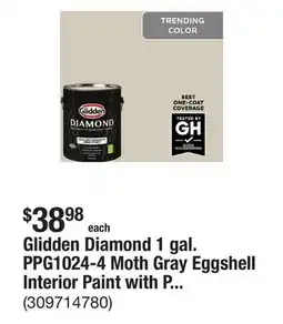 The Home Depot Glidden Diamond 1 gal. PPG1024-4 Moth Gray Eggshell Interior Paint with Primer offer