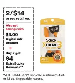 CVS Schick Xtreme 3 Face & Body offer