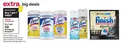 CVS Lysol disinfectant spray or wipes or Finish Powerball Ultimate tabs offer