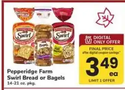 Safeway Pepperidge Farm Swirl Bread or Bagels offer