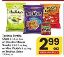 Safeway Tostitos, Cheetos, Miss Vickie's or Tostitos Salsa offer