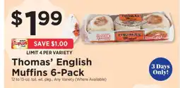 ShopRite Thomas' English Muffins 6-Pack offer
