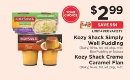 ShopRite Kozy Shack Simply Well Pudding / Kozy Shack Creme Caramel Flan offer