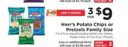 ShopRite Herr's Potato Chips or Pretzels Family Size offer