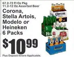 Key Food Corona, Stella Artois, Modelo or Heineken 6 Packs offer