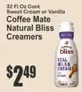 Key Food Coffee mate Natural Bliss Creamers offer