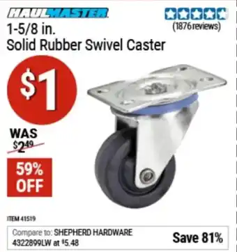 Haulmaster solid rubber swivel caster