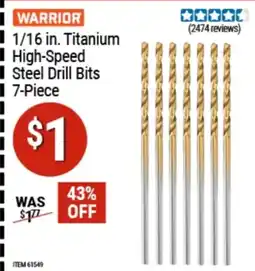 Harbor Freight Tools Warrior titanium high-speed steel drill bits offer