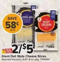 Giant Food Giant Deli Style Cheese Slices offer