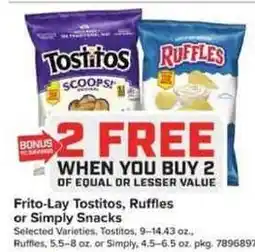 Giant Food Frito-Lay Tostitos, Ruffles or Simply Snacks offer