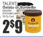 Key Food Talenti Gelato or Sorbetto offer