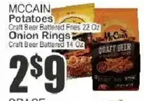Key Food McCain Potatoes Craft Beer Battered Fries or Onion Rings offer