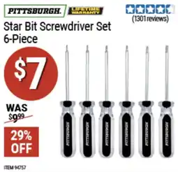 Harbor Freight Tools Pittsburgh star bit screwdriver set offer