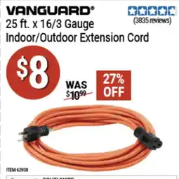 Harbor Freight Tools Vanguard indoor/outdoor extension cord offer