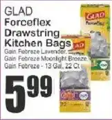 Key Food Glad forceflex drawstring kitchen bags offer