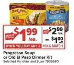 Giant Food Progresso Soup or Old El Paso Dinner Kit offer