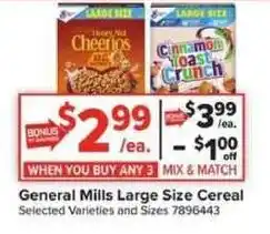 Giant Food General Mills Large Size Cereal offer