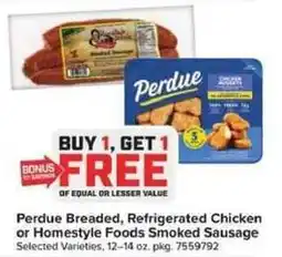 Giant Food Perdue breaded, refrigerated chicken or homestyle foods smoked sausage offer