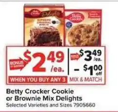 Giant Food Betty Crocker Cookie or Brownie Mix Delights offer