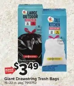 Giant Food Tall Kitchen Giant Drawstring Trash Bags offer