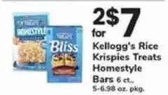 Safeway Kellogg's Rice Krispies Treats Homestyle Bars offer