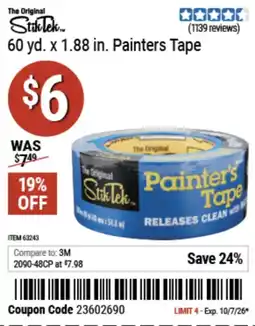 Harbor Freight Tools The Original StikTek Painter's Tape offer