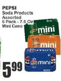 Key Food Pepsi Soda Products Assorted Mini Cans offer