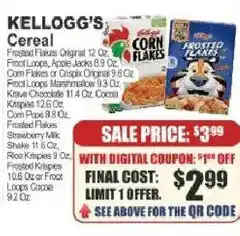Key Food Kellogg's cereal offer