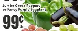 Key Food Jumbo Green Peppers or Fancy Purple Eggplant offer