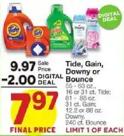 United Supermarkets Tide, Gain, Downy or Bounce offer
