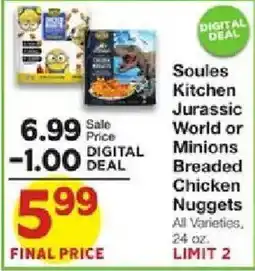 United Supermarkets Soules Kitchen Jurassic World or Minions Breaded Chicken Nuggets offer