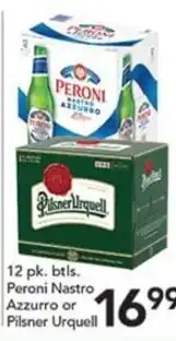 Pete's Fresh Market Peroni Nastro Azzurro or Pilsner Urquell offer