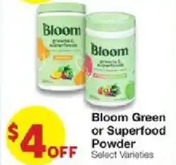 United Supermarkets Bloom Green or Superfood Powder offer
