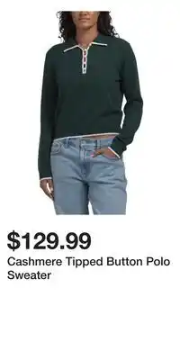 TJ Maxx Cashmere Tipped Button Polo Sweater offer